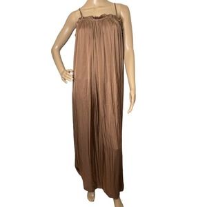 RHIE Copper Flowy Ruffled Maxi Dress Women's Size 6